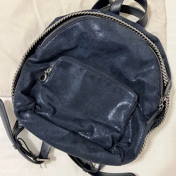 Stella McCartney Blue Falabella Backpack Bag Purse